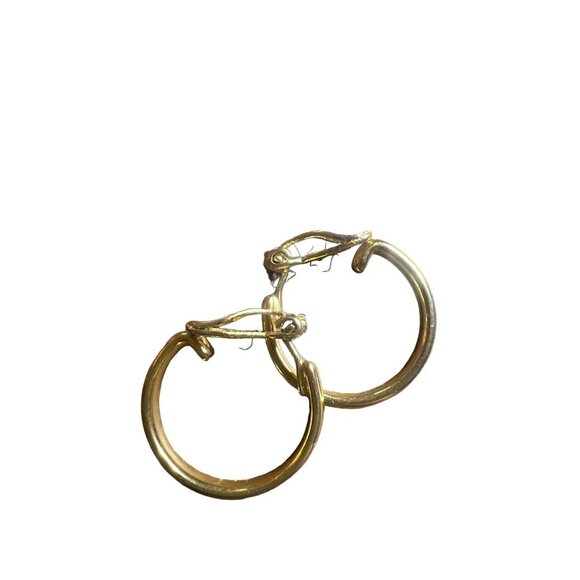 Vintage Napier Gold Tone Huggie Small Hoop Clip-on Earrings - Picture 4 of 6